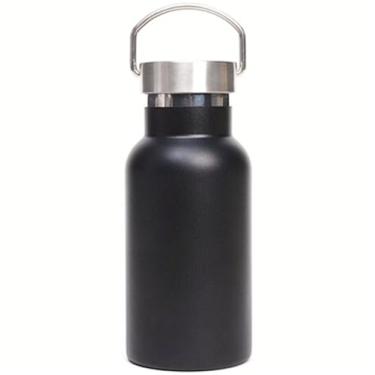 Imagem de Gteller Garrafa de água esportiva isolada a vácuo de aço inoxidável de parede dupla com tampa de aço inoxidável portátil, boca larga (preta, 340 g)