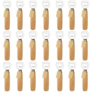 Imagem de Sanpink Abridores de garrafas de barman, abridores de garrafas de cerveja, cidra, refrigerantes - cabo de madeira portátil (conjunto de 21)