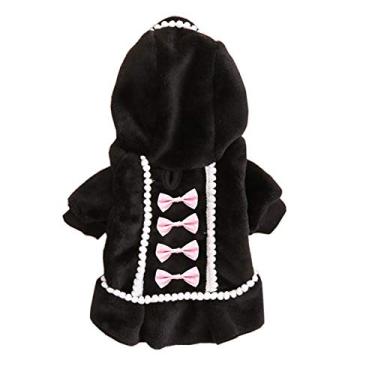 Imagem de Roupas de cachorro minúsculo moletom com capuz camisa de filhotes saia cachorro gato roupas roupas roupas de inverno traje de cachorro roupas de cachorro preto médio