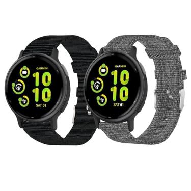 Imagem de Compatível com Garmin Vivoactive 5 Band, Lamshaw 20 mm tecido de nylon respirável pulseira acessório de substituição compatível com Garmin vívoactive 5/Approach S12/Approach S40/Approach S42/D2 Air/D2 Air X10/Forerunner 245/Forerunner 55/Forerunner 645/Venu/Venu 2 Plus/Venu Sq. /Venu Sq 2/Vivoactive