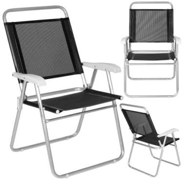 Imagem de Cadeira De Praia Dobravel Alta Em Aluminio Master Plus Preta  Mor