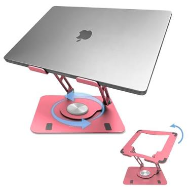 Imagem de Suporte giratório de laptop para mesa, suporte de laptop ajustável para mesa de rotação 360, levantar, inclinar, girar e refrescar laptops com este elevador ergonômico de computador para almofada de