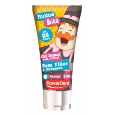 Imagem de Creme Dental PowerDent Sem Flúor com Xilitol Mundo Bita Morango 100g