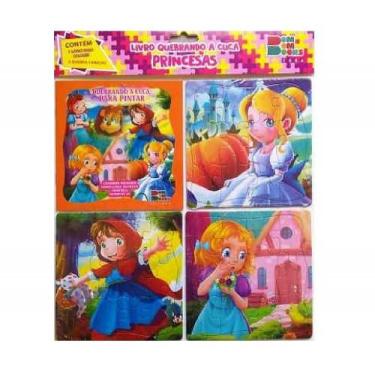 Imagem de Quebrando A Cuca - Princesas 3 Livro Para Colorir E 3 Quebra-Cabeças