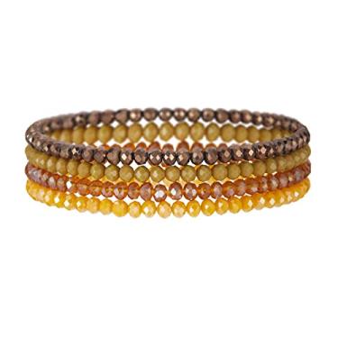 Imagem de Noessla Pulseira elástica boho com contas coloridas de contas de cristal empilháveis pulseiras moda bijuteria presentes do dia das mães para mulheres, 7 inches, Vidro, Sem pedra preciosa