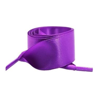 Imagem de Silk Flat Ribbons Sneakers Laces Wedding Unisex Suitable Satin Ided Polyester Smooth Women Candy Shoe ShoeLace (Color : Dark purple, Size : 100cm)