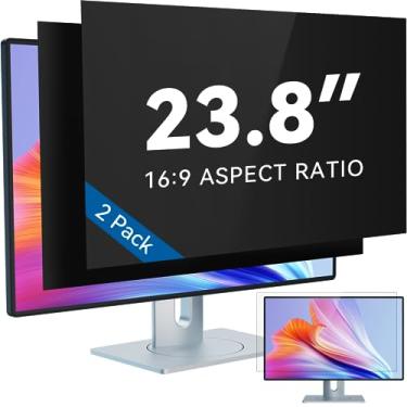 Imagem de IPROKKO [Pacote com 2] Filtro de tela de privacidade de computador de 23,8 polegadas para monitor widescreen 16:9, protetor de privacidade antibrilho de luz azul removível de 60,5 cm, protetor de segurança antiespião para HP Dell, Acer, Samsung