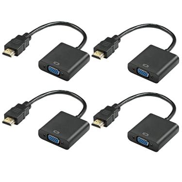 Imagem de HDMI para VGA, adaptador HDMI para VGA banhado a ouro com porta de áudio de 3,5 mm (macho para fêmea) para computador, desktop, laptop, PC, monitor, projetor, HDTV, Chromebook, Raspberry Pi, Roku,