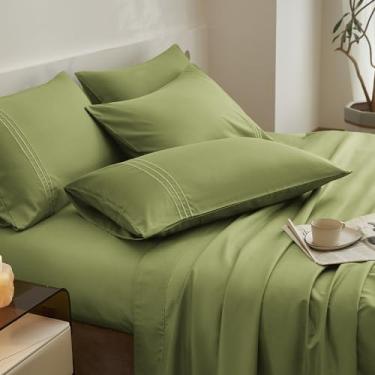 Imagem de JELLYMONI Jogo de lençol Queen - Lençóis de microfibra de poliéster macio verde abacate para cama queen size, bolso profundo de até 40,6 cm, 4 peças de lençóis de cama e fronhas sedosas
