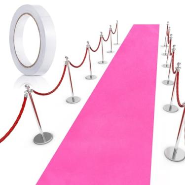 Imagem de Shappy Tapete vermelho rosa para festas, 55 g/m², espessura de 55 g/m², tapete de corredor, para festa de casamento, pós-graduação, pista de dança, acessórios ao ar livre (0,8 x 9 m)