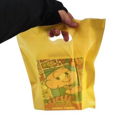 Imagem de 100 SACOLAS PLASTICA BOCA DE PALHAÇO 30X40X0,08 TRANSPARENTE 1°LINHA (AMARELA)