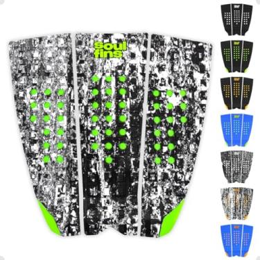Imagem de Deck para Prancha de Surf Modelo Camo Steps II - Tração Máxima com Design Perfurado - Grip 3 Peças Leve e Cola Especial - Soul Fins (Mesclado/Verde)