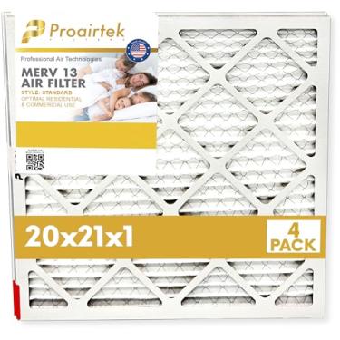 Imagem de Proairtek AF20211M13SWH Modelo 20 x 21 x 1 pacote com 4 filtros de ar, MERV 13; ideal para quem deseja ar limpo e fresco em sua casa; oferece fluxo de ar e eficiência aprimorados; filtragem de alto