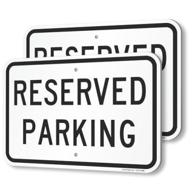 Imagem de SmartSign (Pacote com 2) Placa de estacionamento reservada de 45 x 30 cm, composto de alumínio de 120 mm de espessura (ACM), material refletivo de grau de engenheiro, preto e branco