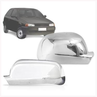 Imagem de Par Aplique Cromado para Capa Retrovisor Gol Parati Saveiro G3 G4 1999 2000 2001 2002 2003 2004 2005 2006 2007 2008 2009 2010 2011 2012 2013 2014 Golf Santana 1999-2006 Bora 1999 2011