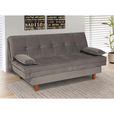 Imagem de Sofá Cama 3 Lugares 192cm Veludo Holanda Berflex - Cinza