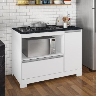 Imagem de Balcão Modulado Para Forno E Cooktop 110cm 1 Porta 1 Gaveta Moscou Notável Branco/granito