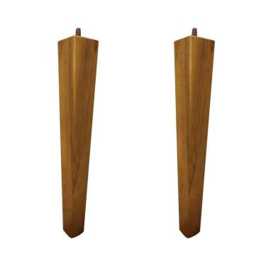 Imagem de Kit 2 Pés Palito Quadrado Madeira 30Cm Para Poltrona Mesa Lateral Puff Mel G75 - Gran Belo