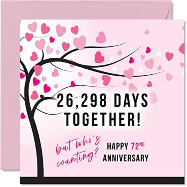 Imagem de Cartão engraçado de aniversário de 72 anos para esposa ou marido - 26298 dias juntos - I Love You Gifts, Happy 72nd Wedding Anniversary Cards for Partner, 5,7 x 5,7 polegadas Cartão para aniversário de setenta e segundos