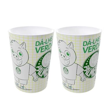 Imagem de Kit 2 Copos 320ml do Palmeiras para Suco Refrigerante Oficial Licenciado Plasútil Original para Crianças e Adultos Palestra Verdão