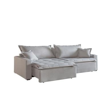 Imagem de Mundial Estofados - Sofá Cama 2 Lugares Retrátil e Reclinável Belize 2.00m Linho Creme Móveis Mix