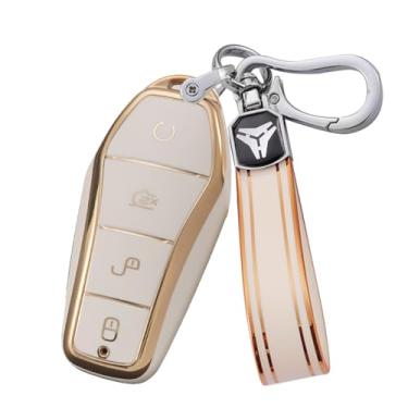Imagem de Ysbxitu Capa de chaveiro inteligente de 4 botões com chaveiro adequada para BYD capa de chave remota compatível com BYD Han Ev Tang Dm Qin PLUS Song Pro / MAX Yuan ATTO 3 Dolphin Keyless Key Holder