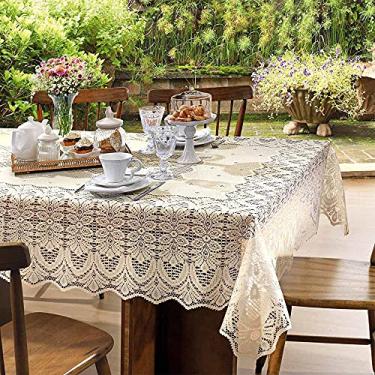 Imagem de Toalha de Mesa Retangular Clássica Arabesco 1,50 x 2,50 m para 8 Lugares, Estampa Elegante Europeia, Ótimo Caimento, Fácil de Lavar, Durável e Ideal para Decoração – MARFIM
