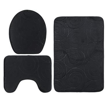 Imagem de Kit de Tapete de Banheiro Macio e Fofo Conjunto de Tapete de Banheiro Elástico Resistência à Derrapagem para Tapetes Absorventes de Piso de Banheira Com Acabamento Requintado