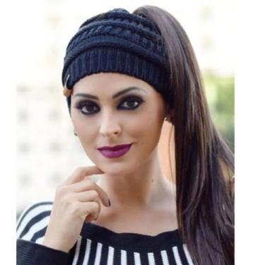 Imagem de Touca Inverno Gorro de Lã Feminina Com Furo Para Rabo De Cavalo - Supr