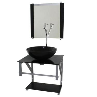Imagem de Gabinete de vidro para banheiro 40cm ac slim full com espelho - Cubas 
