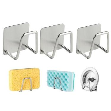 Imagem de 3 Uni Organizador Cozinha Suporte Porta Esponja Bucha Inox P/ Pia - Ga