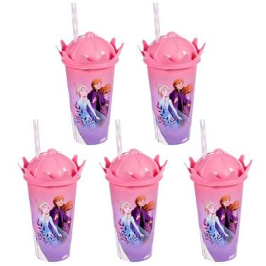Imagem de Kit 5 Copos Frozen Anna Elsa de Coroa Lembrancinhas Decoração Festa - 