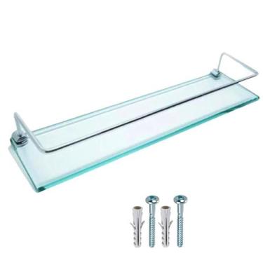 Imagem de Prateleira De Vidro Incolor 10X40 com Grade para Banheiro - L&M VIDROS