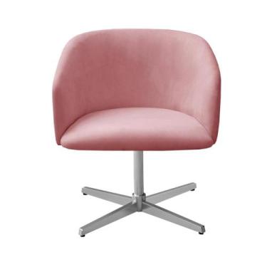 Imagem de Poltrona Decorativa Atenas Cadeira Giratória Pé Metal Fixo - Bella Dec