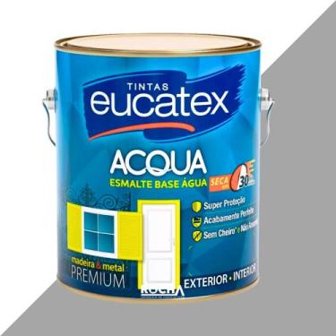 Imagem de Tinta Esmalte Brilhante Base Agua Sem Cheiro 3,6L Eucatex, Cinza Plati