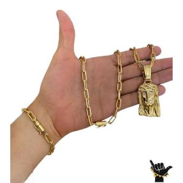 Imagem de Kit Cadeado Alongado 7mm - Banhado a ouro 18k - ToJoia18k