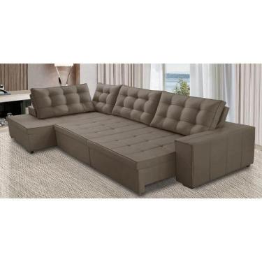 Imagem de Sofá de Canto Retrátil e Reclinável com Molas 3,40x2,00 LE Jacke Suede