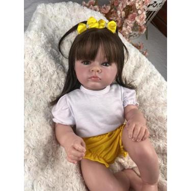 Imagem de Bebe reborn menina princesa cabelo fio a fio corpo de pano - Mundo Azu