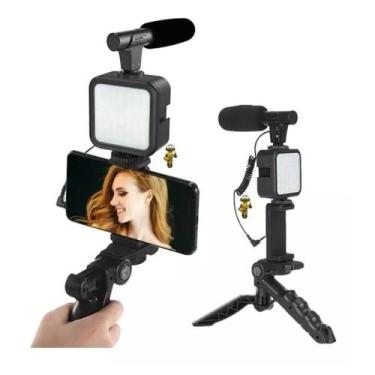 Imagem de Kit De Criação De Videomaker Com tripé luz controle remoto - tomate