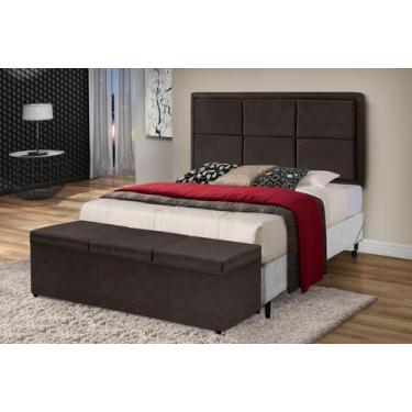 Imagem de Conj Quarto Painel Recamier Bau Lais 6746 Queen - ESTOFADOS JATAI, Mar