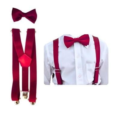 Imagem de Kit Suspensório E Gravata Borboleta Infantil Criança Pajem Festa 0 a 8