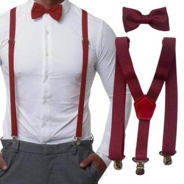 Imagem de Kit Suspensório E Gravata Borboleta Adulto Com Regulagem - MCOLIS, Bor