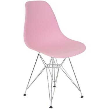 Imagem de Cadeira Charles Eames Eiffel Base Metal Cromado - Lianto Decor, Rosa