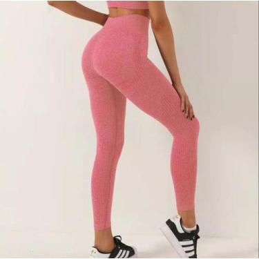 Imagem de Conjunto Academia Top Cropped Sutiã Legging Levanta Bumbum Cintura Alt
