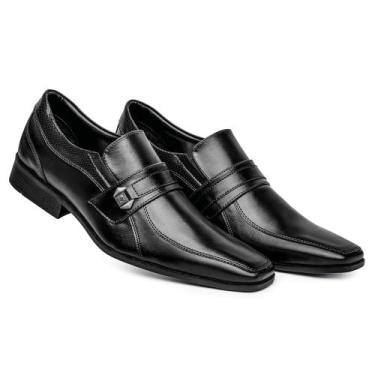 Imagem de Sapato Social Masculino Sintético Preto Bico Fino Solado Preto - Berte