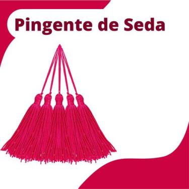 Imagem de Pingente De Seda Tassel - Franja - Rosa Neon  - Com 100 Unidades - Nyb