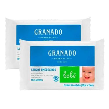 Imagem de Lenço Umedecido Granado Bebê Pele Sensível 50 Unidades  Kit com duas u
