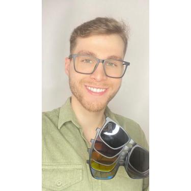 Imagem de Armação Óculos Clipon 5 Em 1 Grau Masculino Quadrado Charlie - Palas E