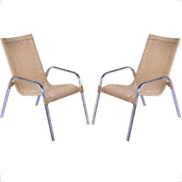 Imagem de Kit 2 Cadeiras De Alumínio Para Área Externa Fortaleza Fibra Sintética