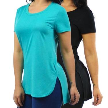 Imagem de Kit 2 Blusas Mullet Gola Redonda Feminino - Vesttuario, Preto, Verde e